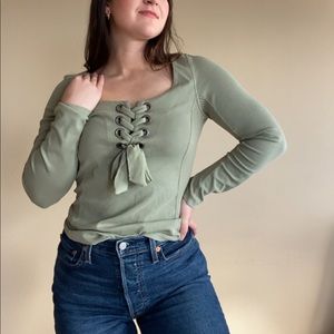 FREE PEOPLE Lace Blouse in Sage